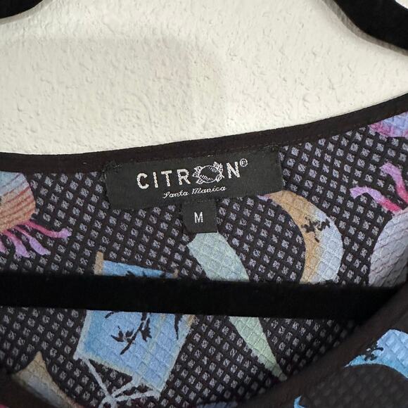 Citron Women's Printed Top Medium Short‎ Sleeve Lightweight Casual Blouse Shirt - Picture 2 of 8